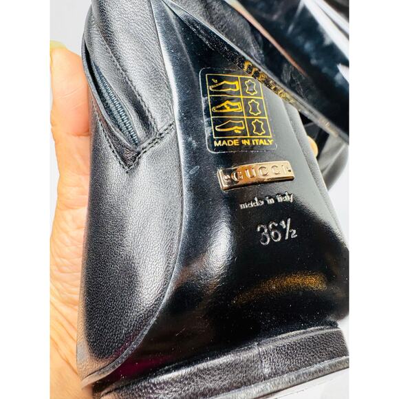 Gucci Black Caged Nappa Kid Scamosciato Elastic Olimpia Open Toe Booties 36.5 - Picture 7 of 10